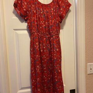 Luck Brand Red Floral Dress XL